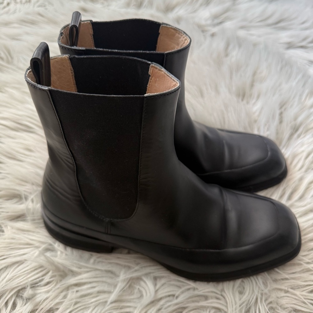 The Row Black Leather Chelsea Boots
